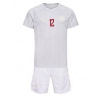 Danmark Kasper Dolberg #12 Bortedraktsett Barn VM 2022 Kortermet (+ Korte bukser)